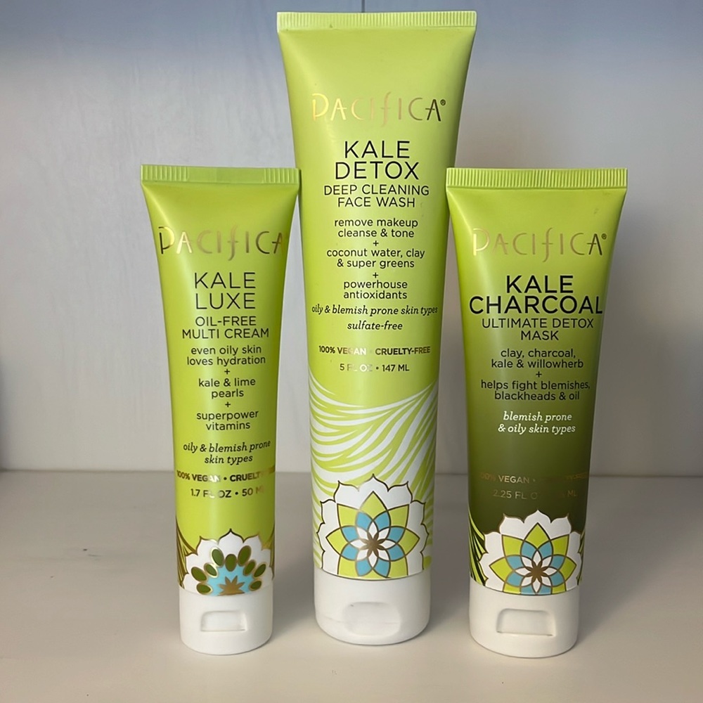 Pacifica Kale Detox, Kale Luxe, Kale Charcoal skin care trio